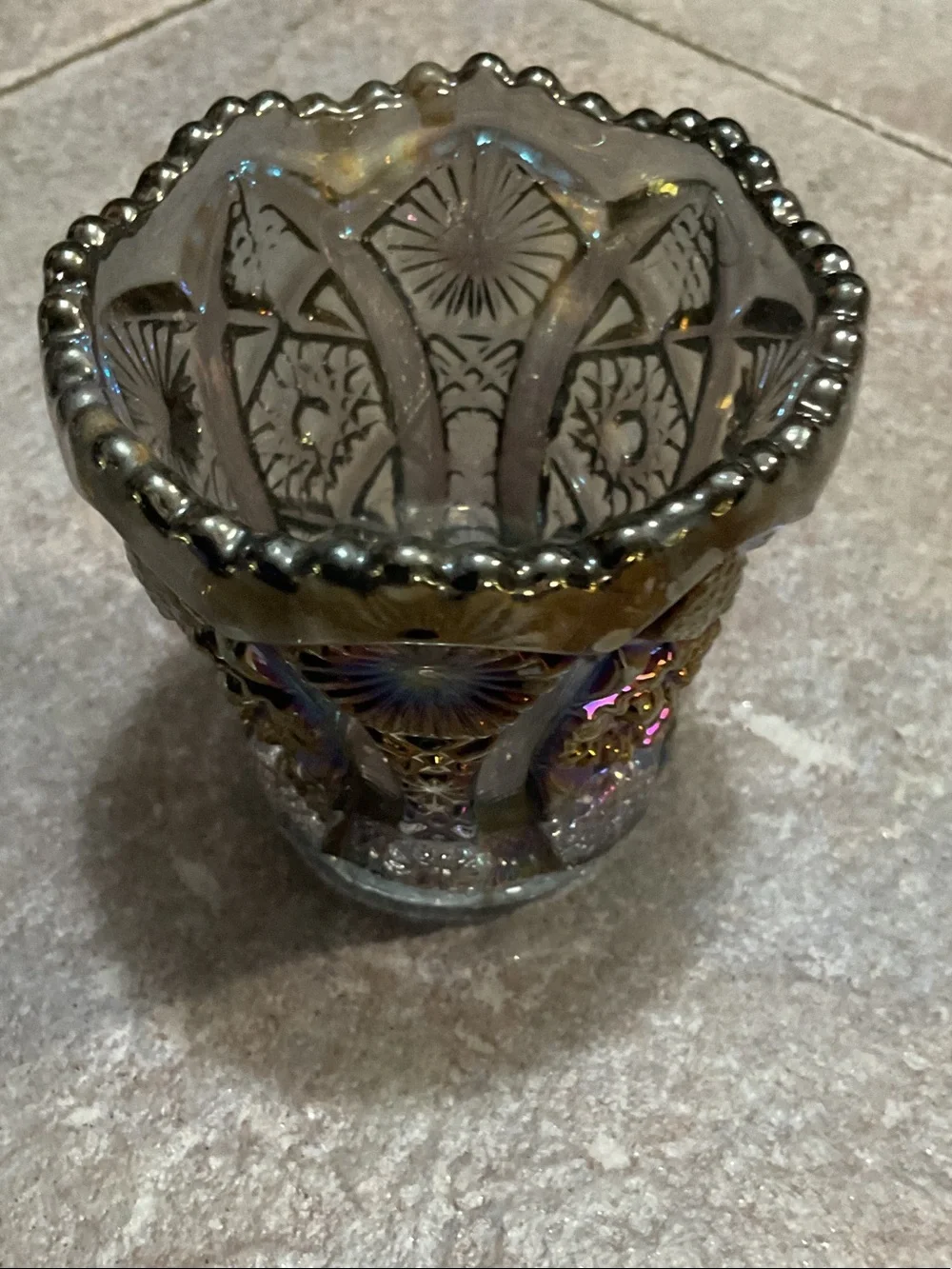 Iridescent Glass Accent Votive - Iridescent tooth pick holder